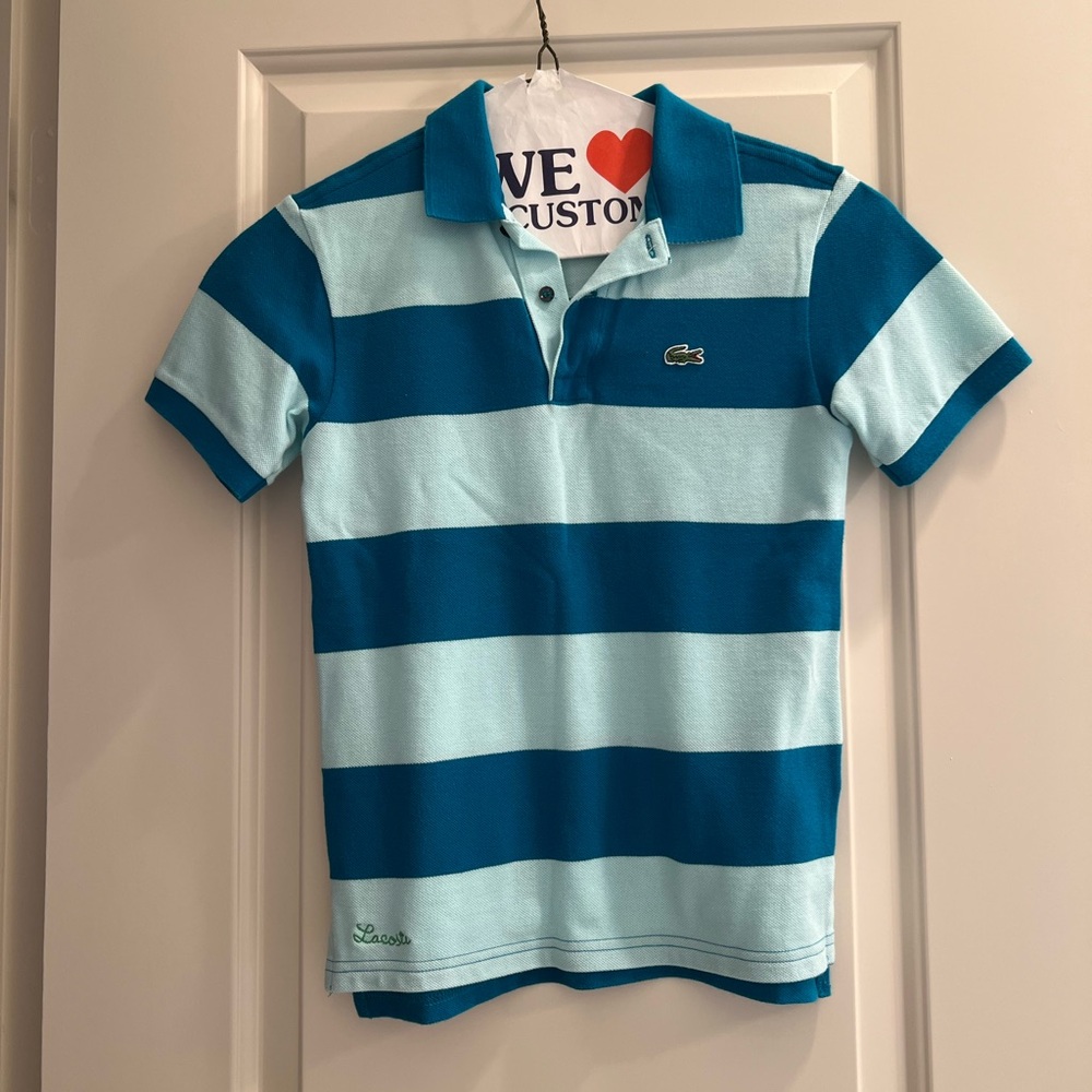 Lacoste Kids Polo with Blue Stripes